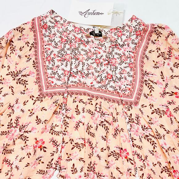 Arnhem Lily Blouse Candy Pink Multi Color Women Size 8 Flutter Bell Sleeves Top - Picture 5 of 16